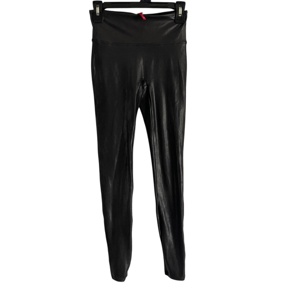 Spanx Coated High Waist Leggings Black Shimmer Sz Small  Yoga Workout